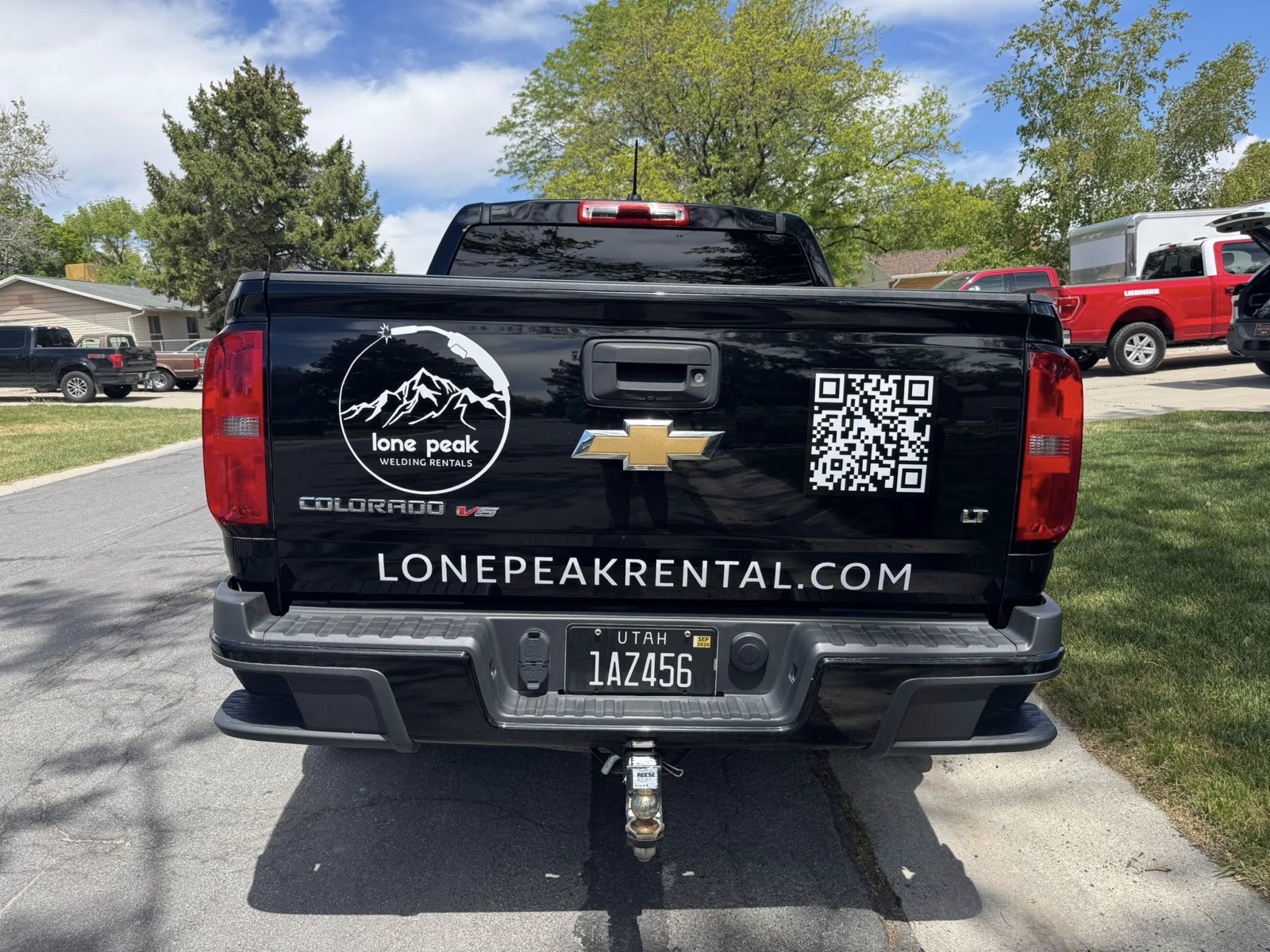 Lone Peak Rental — pickup — Tailgate decals with QR, by Quick Time Designs, Tooele Utah