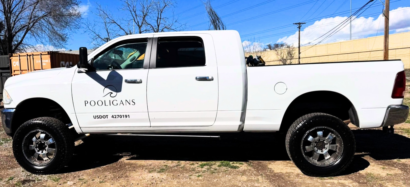 Pooligans — Ram truck — Door + bedside lettering, by Quick Time Designs, Tooele Utah